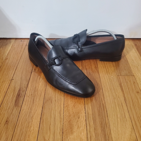 SALVATORE FERRAGAMO NIELSEN MEN\'S BLACK LEATHER GANCINI LOAFER SHOES 8.5 EE main image 8